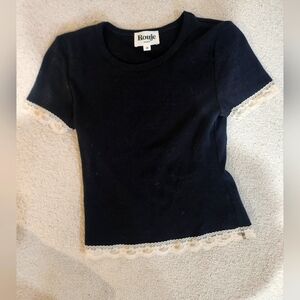 Black Lace Trim T-Shirt